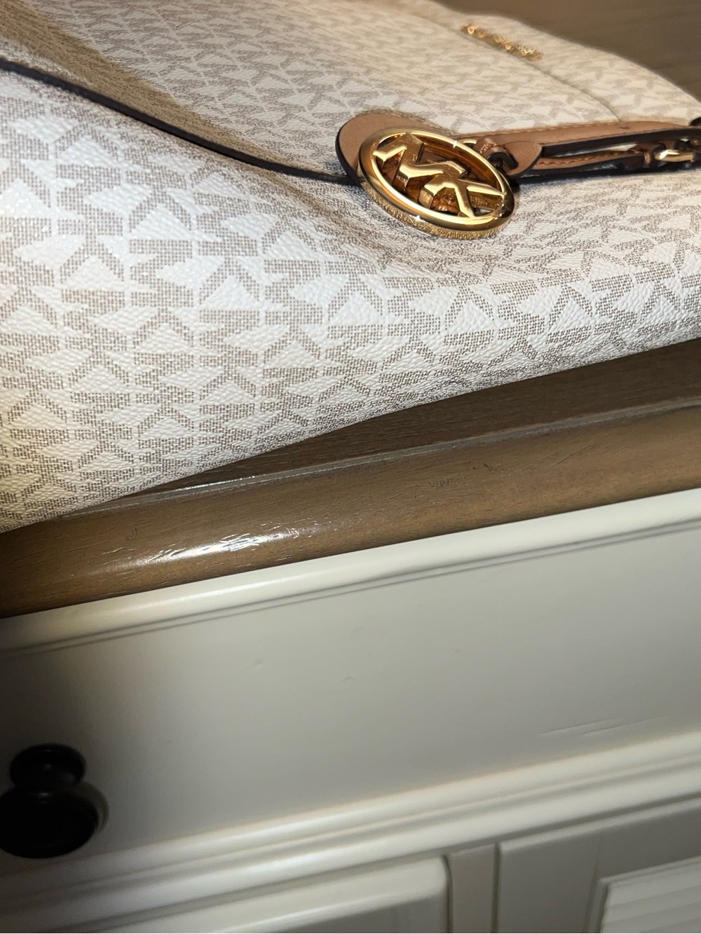 Michael Kors Beige Logo Tote with Brown Straps - Picture 7 of 14